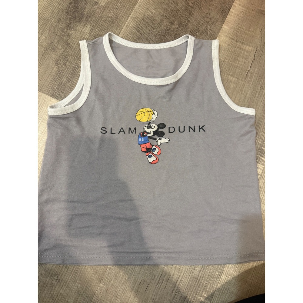 Vintage Disney Mickey Mouse "Slam Dunk Basketball Tank Top Woman small/ youth xl